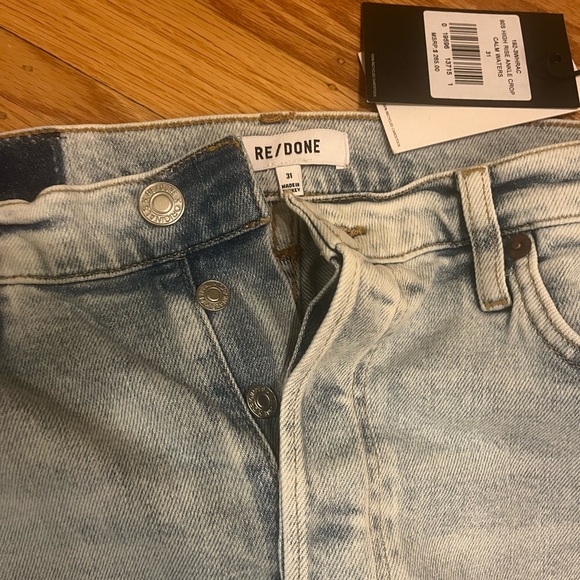 RE/DONE Women's High Rise Ankle Crop Jeans Size 31 Blue Light Wash - Picture 7 of 13